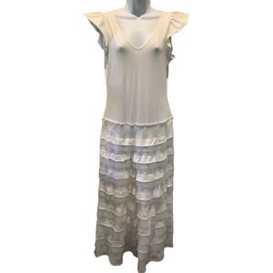 SUNDANCE MISTY ISLES WHITE LINEN TIERED MAXI DRESS S
